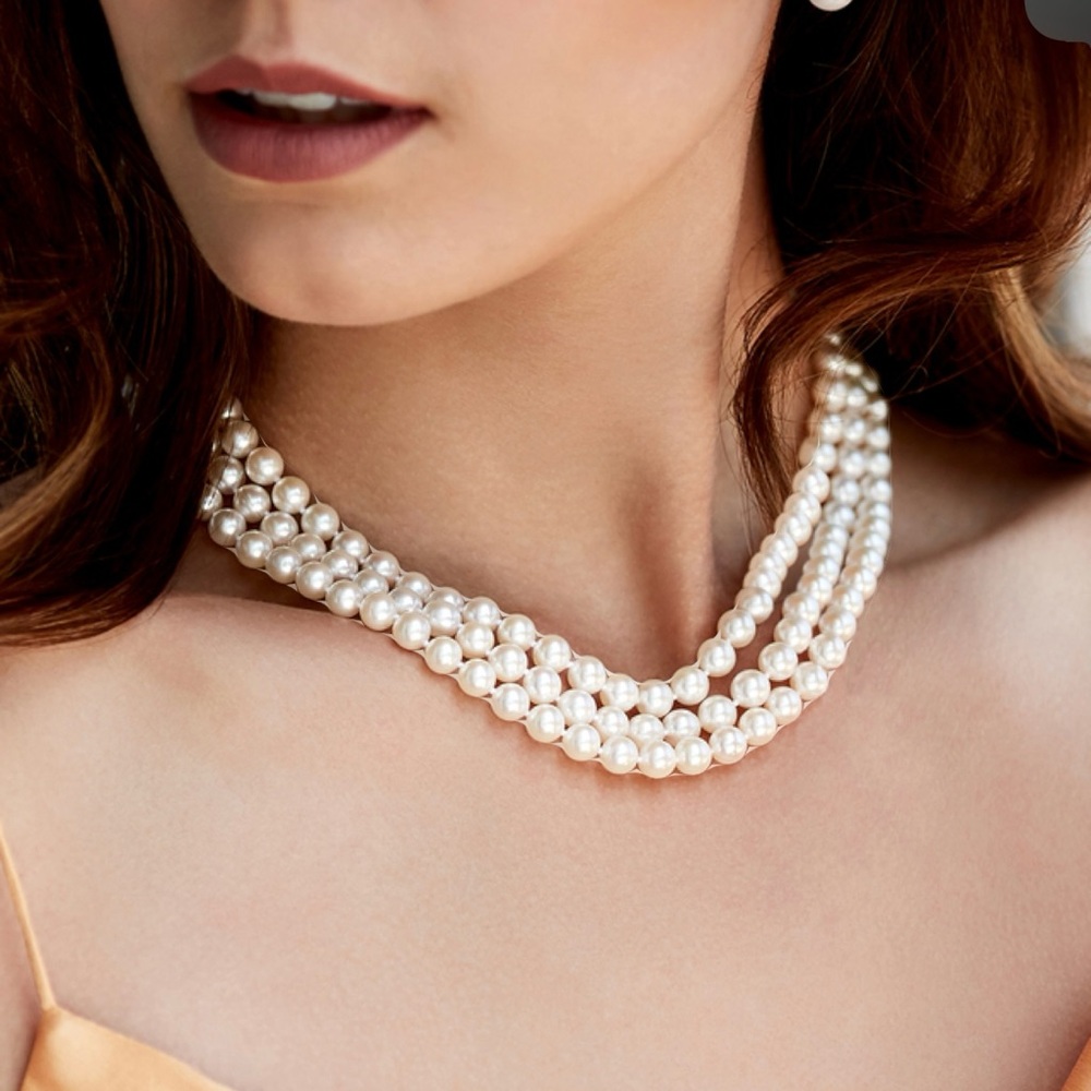 Triple Strand Freshwater Pearl Necklace